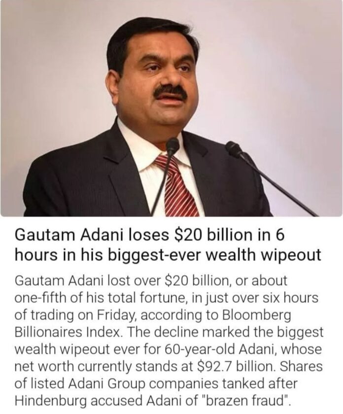 Indian billionaire Gautam Adani loses $20 billion in 6 hours