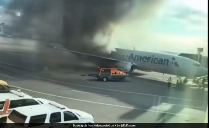 <h1>american-airlines-flight-catches-fire-at-denver-airport,-passengers-evacuate-on-wing