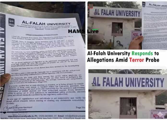 Al-Falah-University-Officials-Address-Terror-Probe -Concerns, Releasing Statement on Recent Allegations